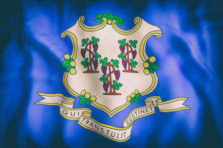 3d rendering of a Connecticut State flag.の写真素材