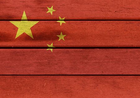 Illustration of China flag over a wood surfaceの写真素材