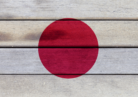 Illustration of Japan flag over a wood surfaceの写真素材