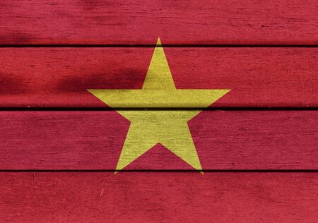 Illustration of Vietnam flag over a wood surfaceの写真素材