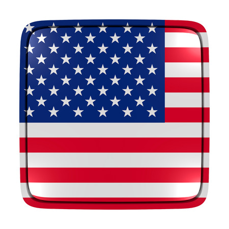 3d rendering of an United States of America flag icon. Isolated on white background.の写真素材