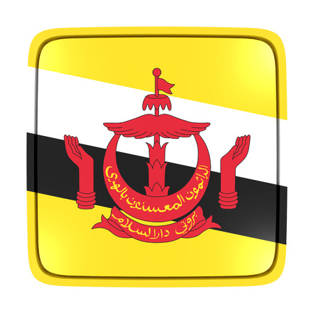 3d rendering of a Brunei flag icon. Isolated on white background.の写真素材
