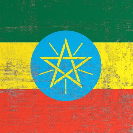 3d rendering of Ethiopia flag in a scratched surfaceの写真素材
