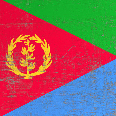 3d rendering of Eritrea flag in a scratched surfaceの写真素材