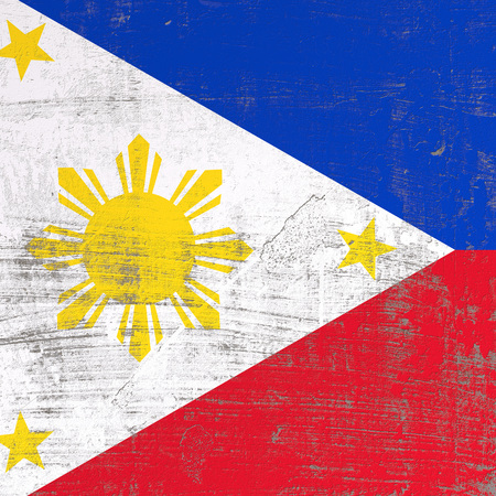 3d rendering of Philippines flag in a scratched surfaceの写真素材