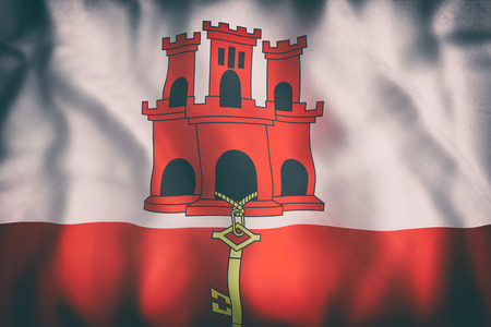 3d rendering of an old Gibraltar flag waving