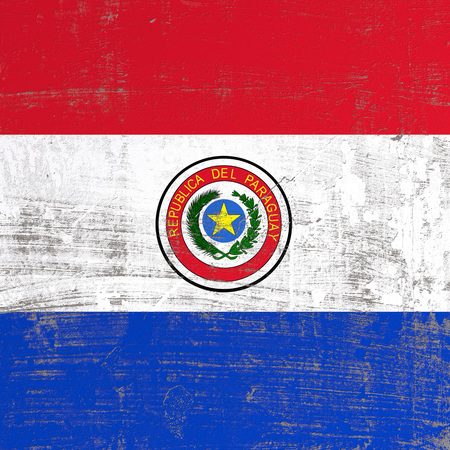 3d rendering of Paraguay flag in a scratched surfaceの写真素材