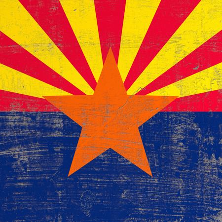 3d rendering of Arizona flag in a scratched surfaceの写真素材