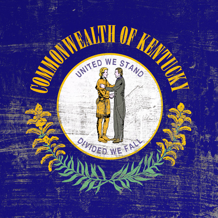 3d rendering of Kentucky flag in a scratched surfaceの写真素材