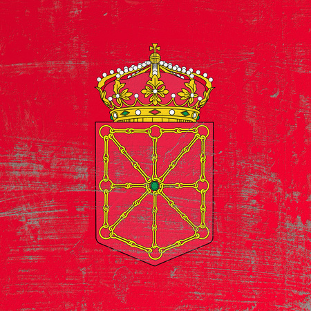 3d rendering of Navarra spanish community flag in a scratched surfaceの写真素材
