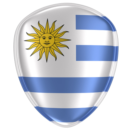 3d rendering of an Uruguay flag icon on white background.の写真素材