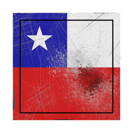 3d rendering of an old Chile flag in a concrete squareの写真素材