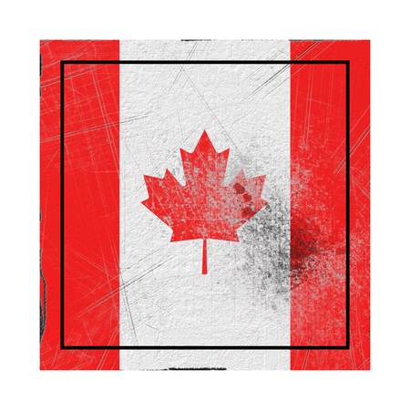 3d rendering of an old Canada flag in a concrete squareの写真素材