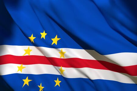 3d rendering of a Republic of Cape Verde national flag waving