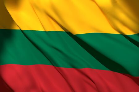3d rendering of a Lithuania national flag wavingの写真素材