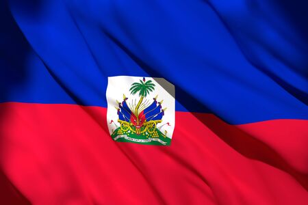 3d rendering of a Haiti national flag wavingの写真素材