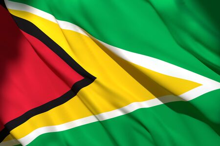 3d rendering of a Republic of Guyana national flag wavingの写真素材