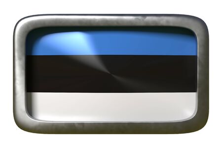 3d rendering of an Estonia flag on a rusty sign isolated on white backgroundの写真素材