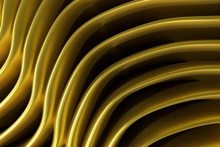 3d rendering of an abstract 3d composition with some golden curves