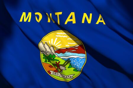 3d rendering of a Montana State flag silkの写真素材