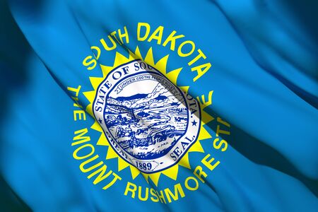 3d rendering of a South Dakota State flag silkの写真素材
