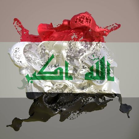 3d rendering of an Iraq country flag in a liquid fluid.の写真素材