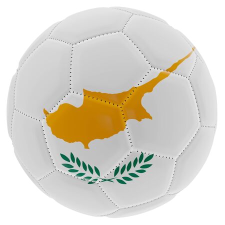 3d rendering of a Cyprus flag on a soccer ball. Isolated in white backgroundの写真素材