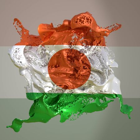 3d rendering of a Niger country flag in a liquid fluid.の写真素材