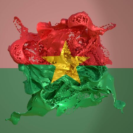 3d rendering of a Burkina Faso country flag in a liquid fluid.の写真素材