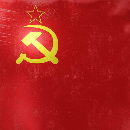3d rendering of an old USSR flag icon on a metalic surface.
