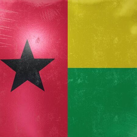 3d rendering of a rusty and old Guinea-Bissau flag on a metallic surface. の写真素材