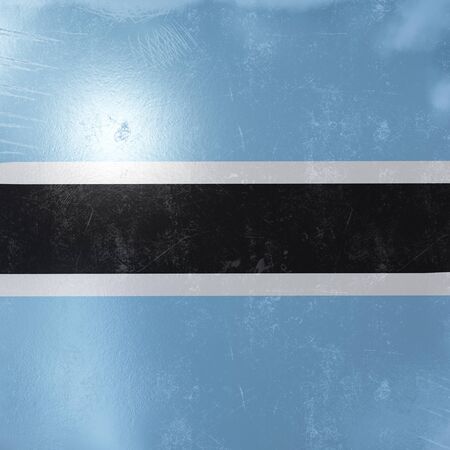 3d rendering of a rusty and old Botswana flag on a metallic surface. の写真素材