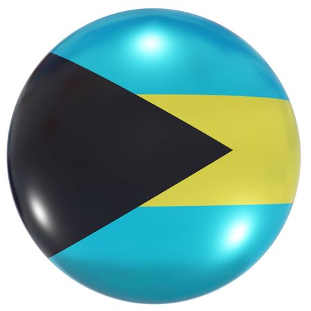 3d rendering of a Bahamas national flag on a circle icon isolated on white backgroundの写真素材