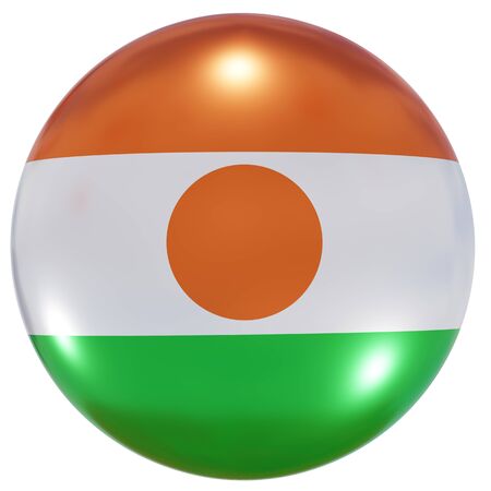 3d rendering of a Niger national flag on a circle icon isolated on white backgroundの写真素材