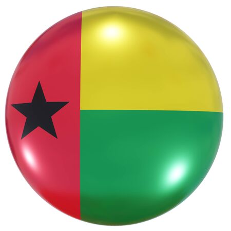 3d rendering of a Guinea-Bissau national flag on a circle icon isolated on white backgroundの写真素材