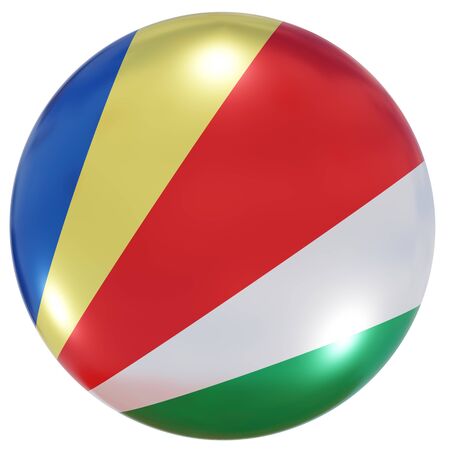 3d rendering of a Seychelles national flag on a circle icon isolated on white backgroundの写真素材