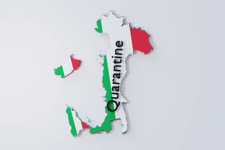 3d rendering of a map of Italy closed for quarantine in the crisis of Covid-19の写真素材