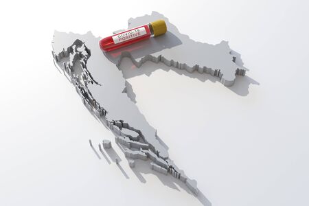 3d rendering of a covid-19 test tube over a map of Croatiaの写真素材