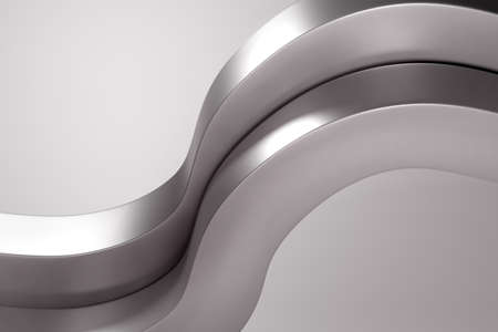 3d rendering of an abstract 3d composition with some blue curvesの写真素材