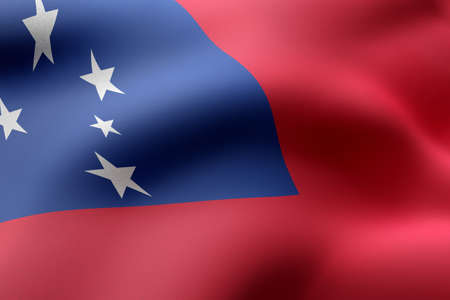 3d rendering of a detail of a silked Samoa flagの写真素材