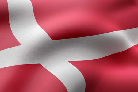 3d rendering of a detail of a silked Denmark flag