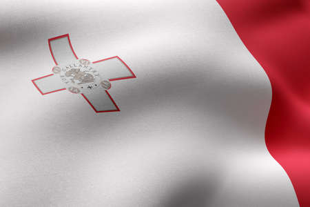 3d rendering of a detail of a silked Malta flagの写真素材