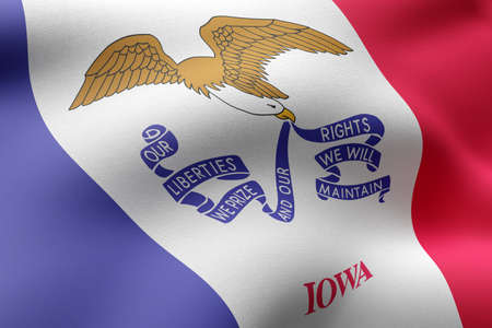 3d rendering of a detailed and textured Iowa USA State flag