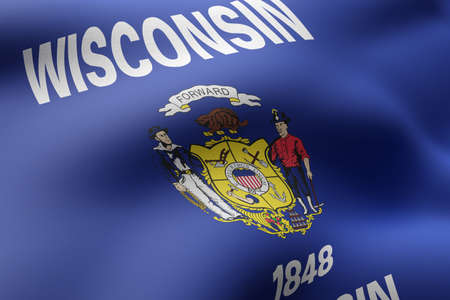 3d rendering of a detailed and textured Wisconsin USA State flagの写真素材