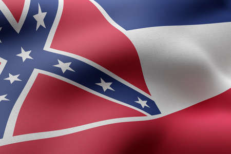 3d rendering of a detailed and textured Mississippi USA State flagの写真素材