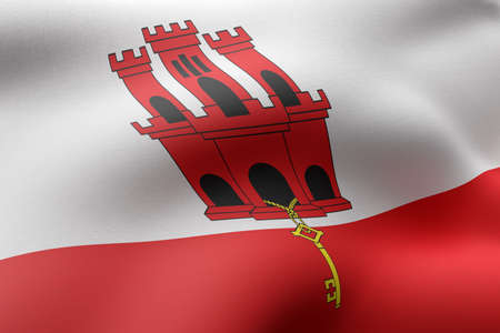 3d rendering of Gibraltar flag wavingの写真素材