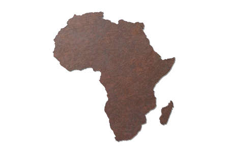 3d rendering of a textured Africa map isolated on white backgroundの写真素材
