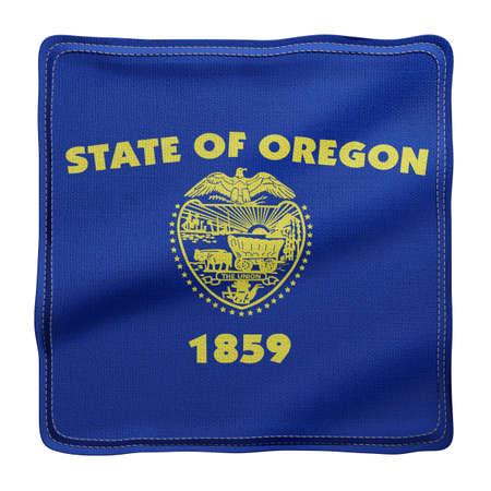 3d rendering of a detailed and textured Oregon USA State flag on white background