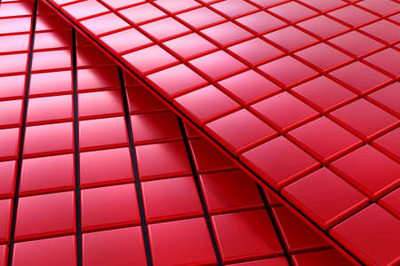 3d rendering of a background with a lot of red squaresの写真素材