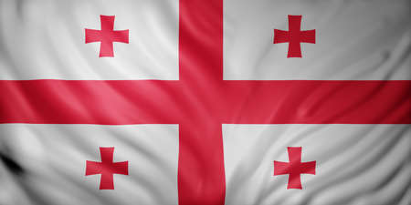 3d rendering of a detail of a silked Georgia flagの写真素材